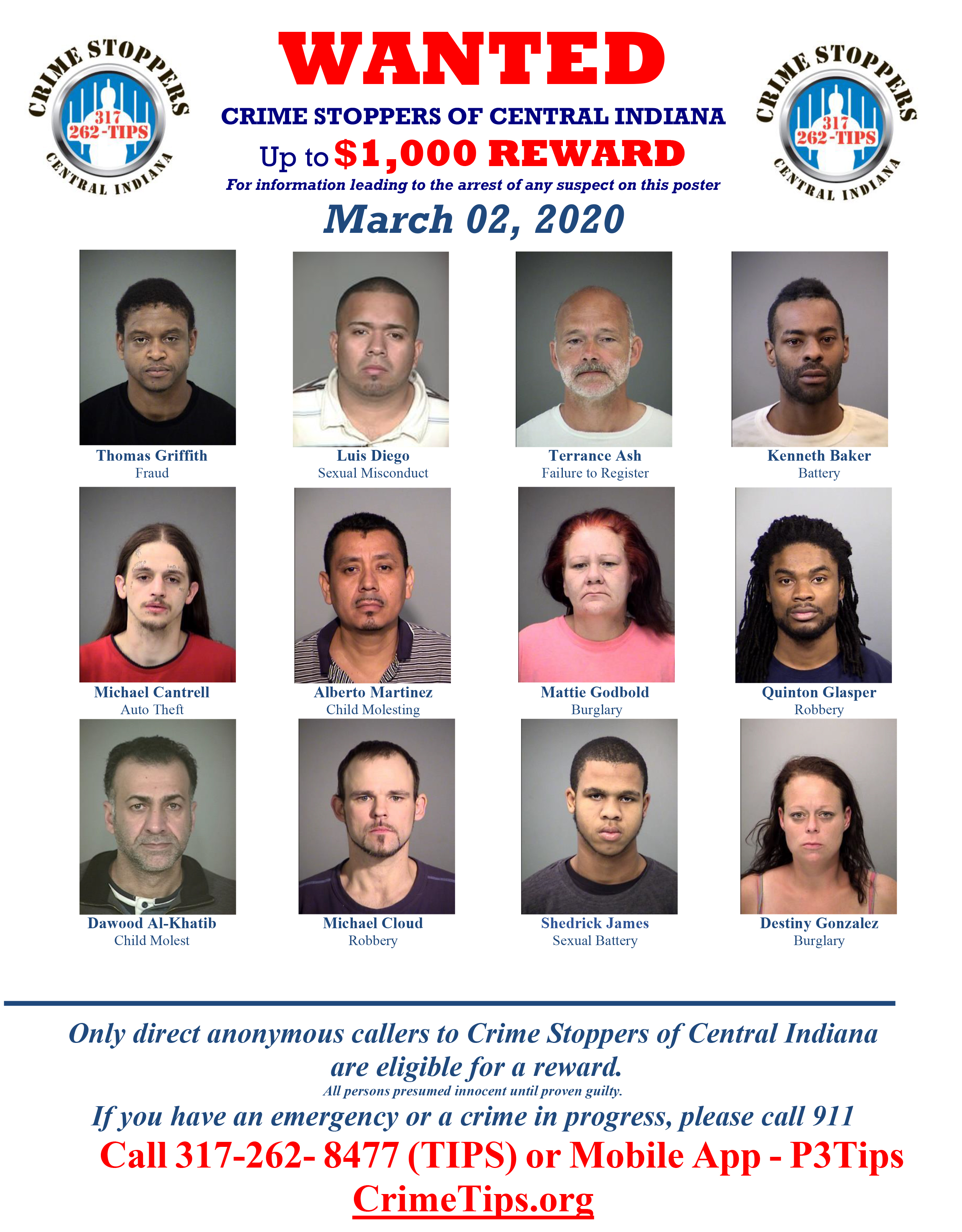 Monthly Wanted Posters Crime Stoppers Of Central Indiana